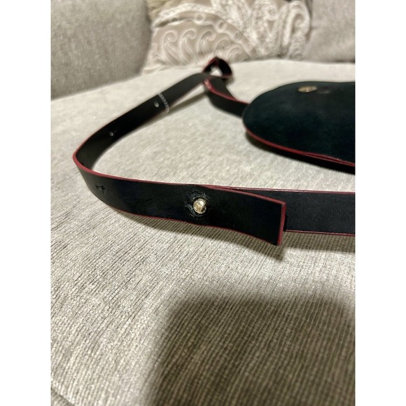 VITTORIA NAPOLI‎  ITALY Saffiano Hard Leather Crossbody Bag Purse Black & Red - Picture 8 of 10